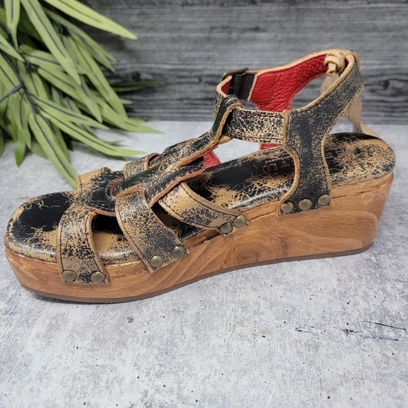 NWT Bed Stu | Fabiola Platform Wedge Sandals in Black Lux Size 7.5 - Picture 9 of 13